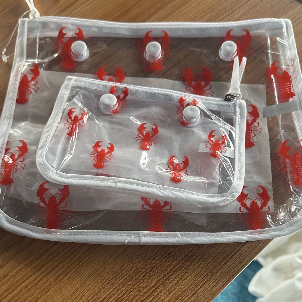 Bogg Bag - Clear Lobster Print Cosmetic Bag Set, NWOT